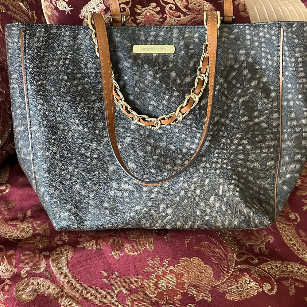 Michael Kors Brown and Tan Classic Tote with Leather Trim